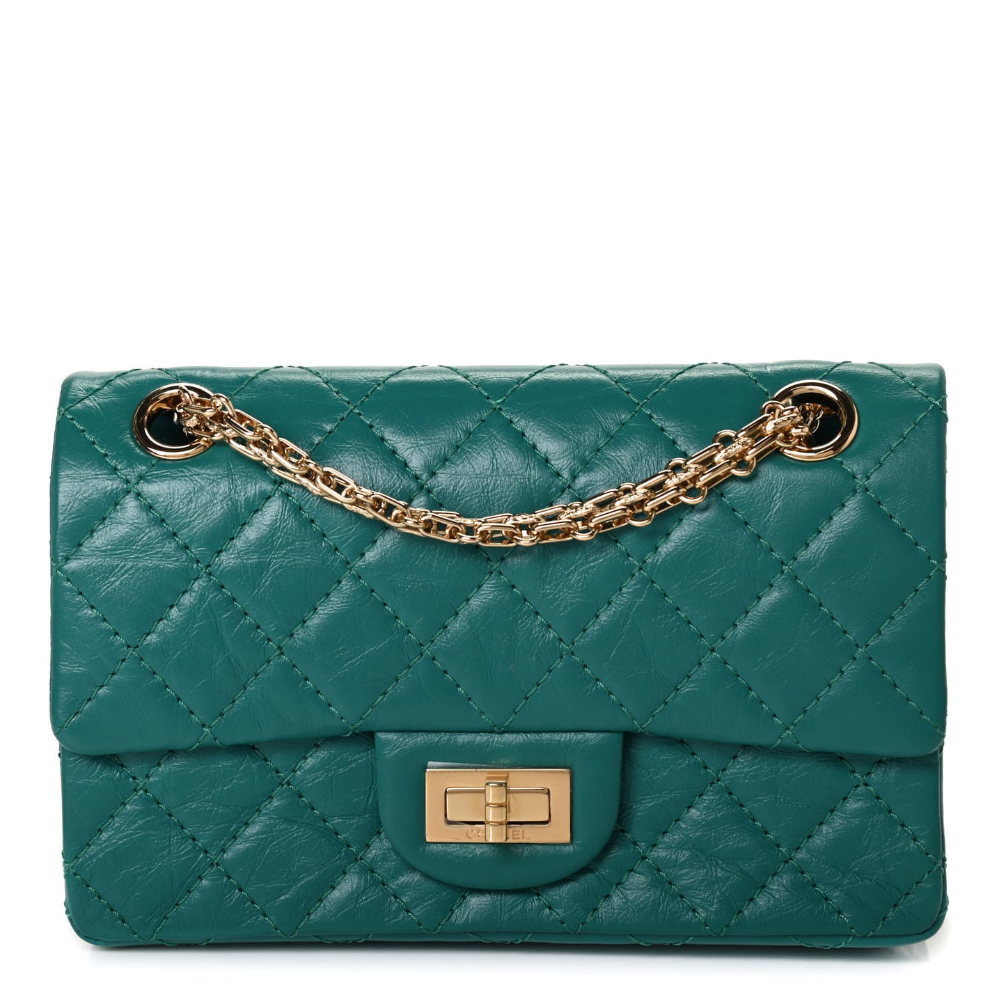 Aged Calfskin Quilted 2.55 Reissue Mini Flap Green