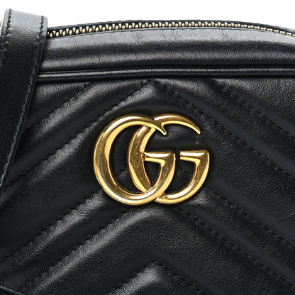 Gucci Calfskin Matelasse Mini GG Marmont Chain Shoulder Bag Black 6 of 8