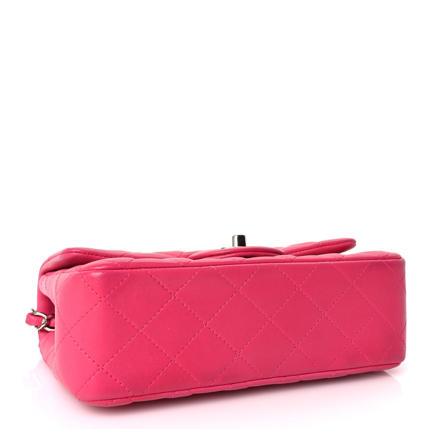 Chanel Lambskin Quilted Mini Rectangular Flap Dark Pink 3 of 9