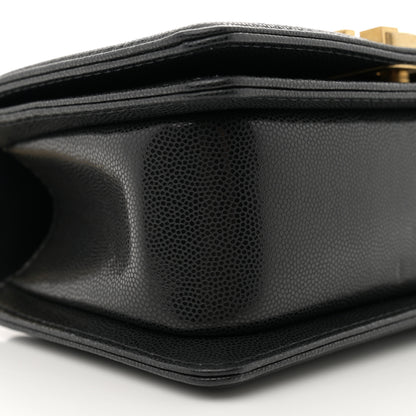 Chanel Shiny Caviar Quilted Small Top Handle Boy Flap Black 9 of 11