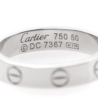Cartier 18K White Gold 3.5mm LOVE Wedding Band Ring 50 5.25 4 of 4