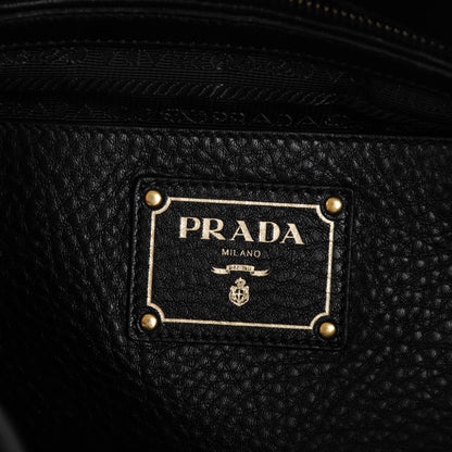 Prada Vitello Daino Side Pocket Tote Nero Black 6 of 9