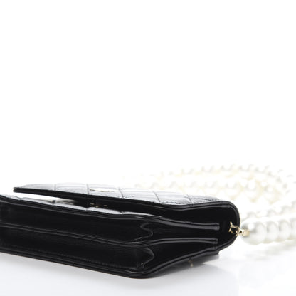 Chanel Calfskin Quilted Mini Maxi Pearls Wallet On Chain WOC Black 11 of 13