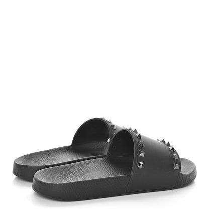 Valentino Garavani Rubber Rockstud Slide Sandals 41 Black 4 of 16