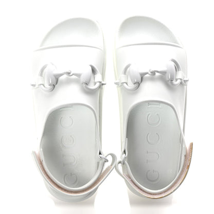 Gucci Soft Rubber Horsebit Touch Womens Strapped Sandals 37 Great White 2 of 7