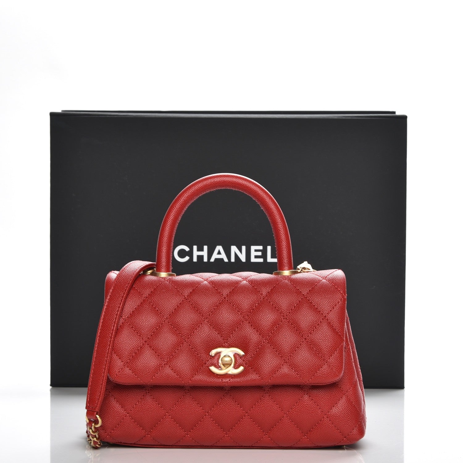 Chanel Caviar Quilted Mini Coco Handle Flap Red 8 of 8
