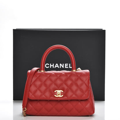 Chanel Caviar Quilted Mini Coco Handle Flap Red 8 of 8