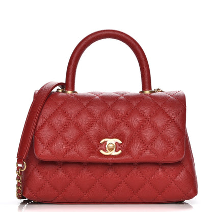 Chanel Caviar Quilted Mini Coco Handle Flap Red 1 of 8