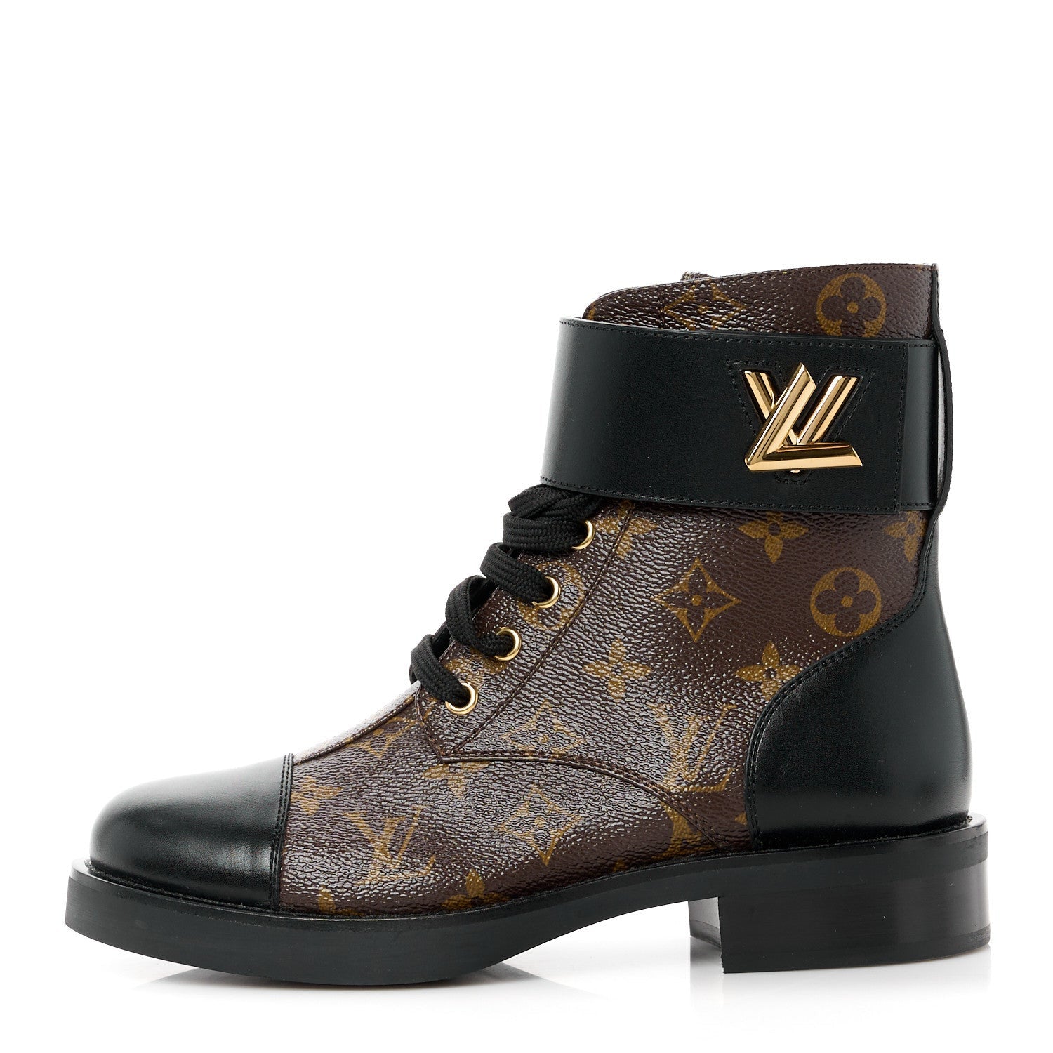 Louis Vuitton Calfskin Monogram Wonderland Flat Ranger Boots 37 Black 1 of 7