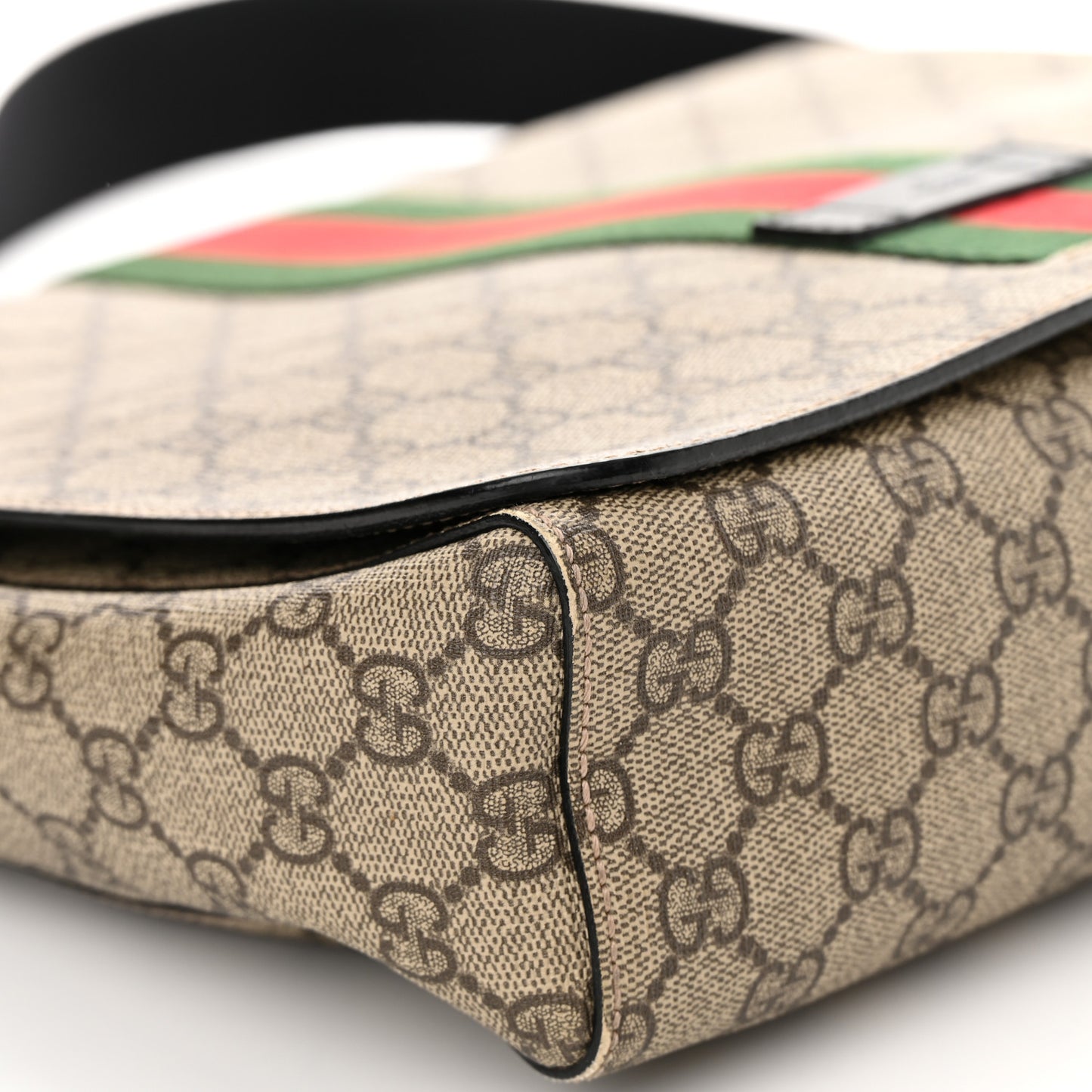 GG Supreme Monogram Web Flap Messenger Bag Black