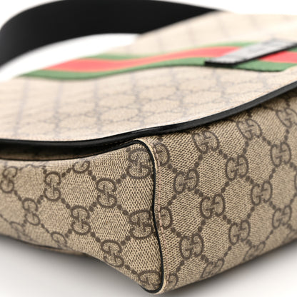 Gucci GG Supreme Monogram Web Flap Messenger Bag Black 9 of 15