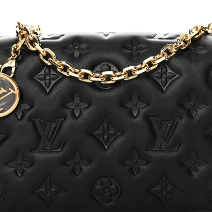 Louis Vuitton Lambskin Embossed Monogram Pochette Coussin Black 7 of 11