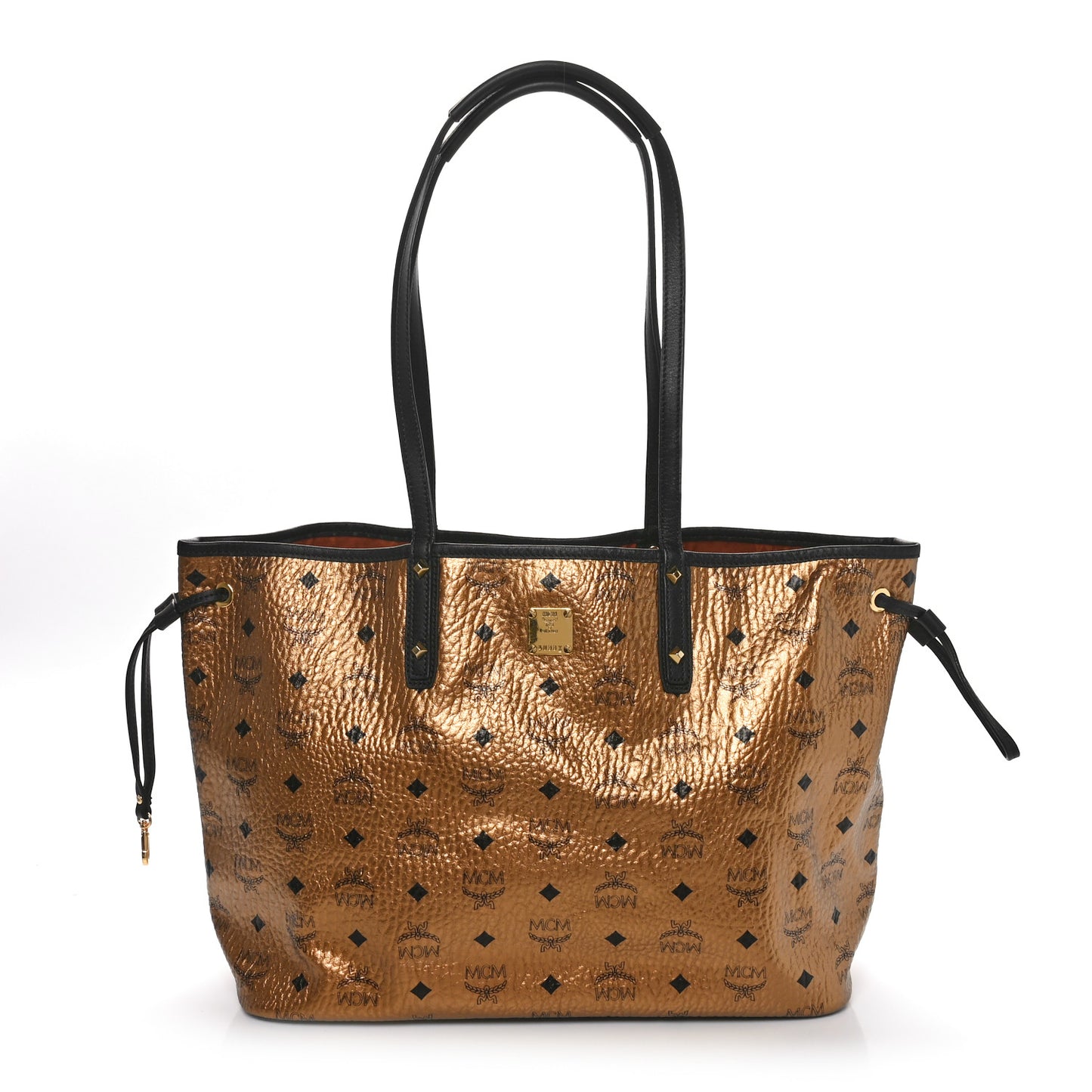 Metallic Visetos Medium Shopper Tote Gold