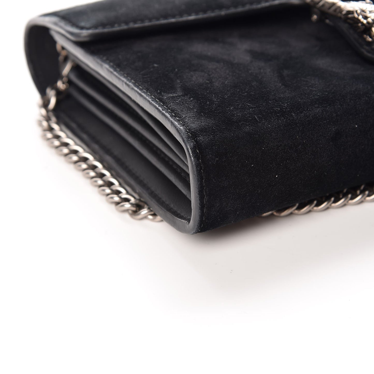 Suede Mini Dionysus Chain Wallet Black