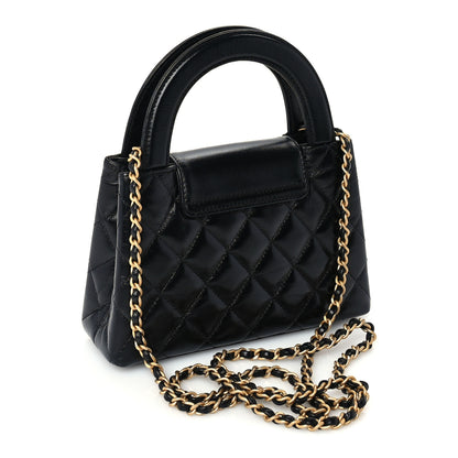 Chanel Shiny Aged Calfskin Quilted Nano Kelly Shopper Black 2 of 9