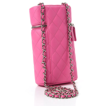 Chanel Lambskin Quilted Phone Holder With Chain Pink 3 of 10