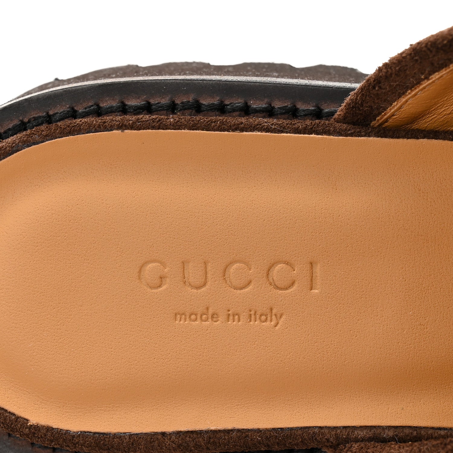 Gucci Suede Horsebit Platform Mules 37 Washed Brown 8 of 11