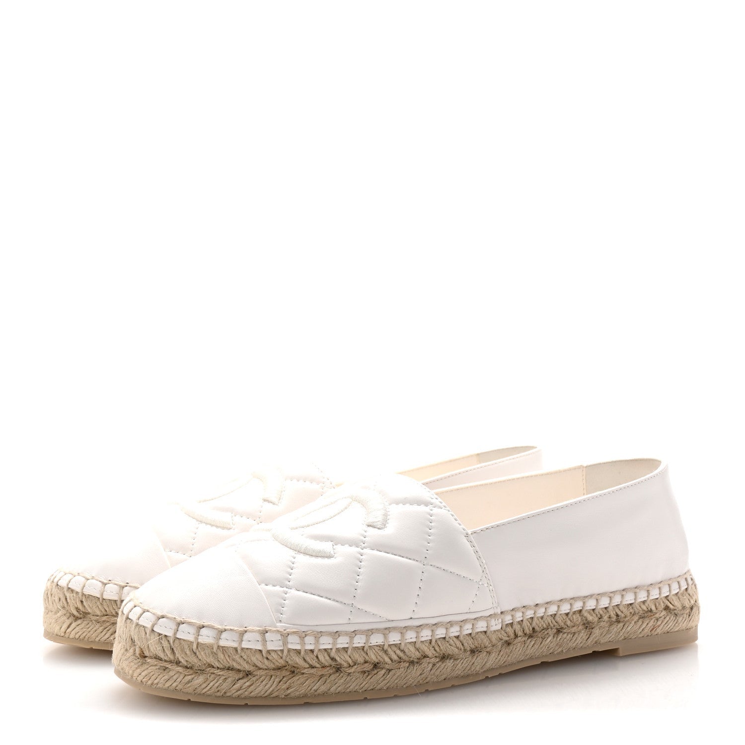 Chanel Lambskin Quilted CC Espadrilles 41 White 4 of 7