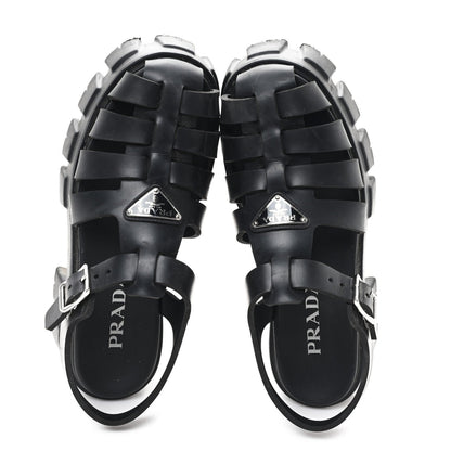 Prada Foam Rubber Triangle Logo Monolith 55mm Cage Sandals 39 Black 2 of 7