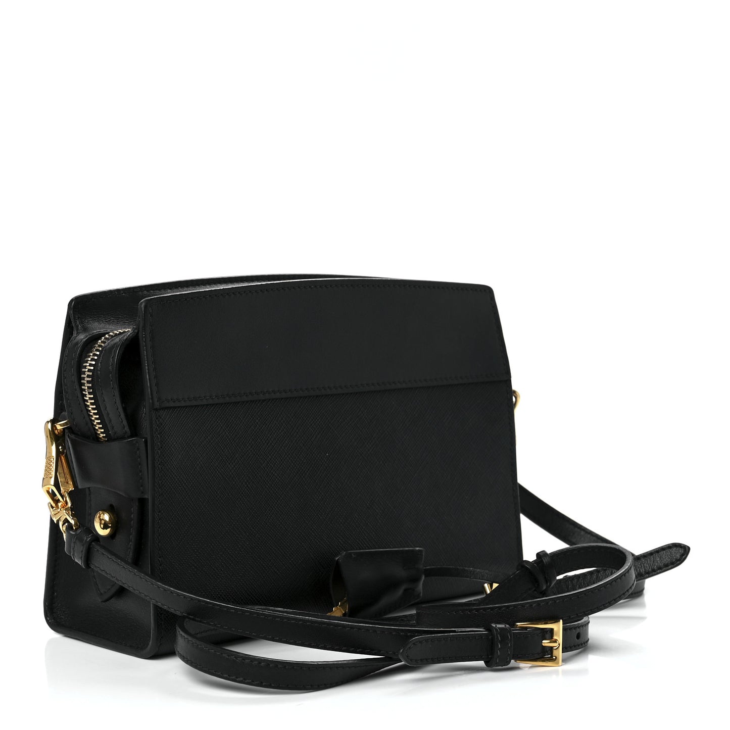 Saffiano City Calfskin Esplanade Crossbody Bag Black