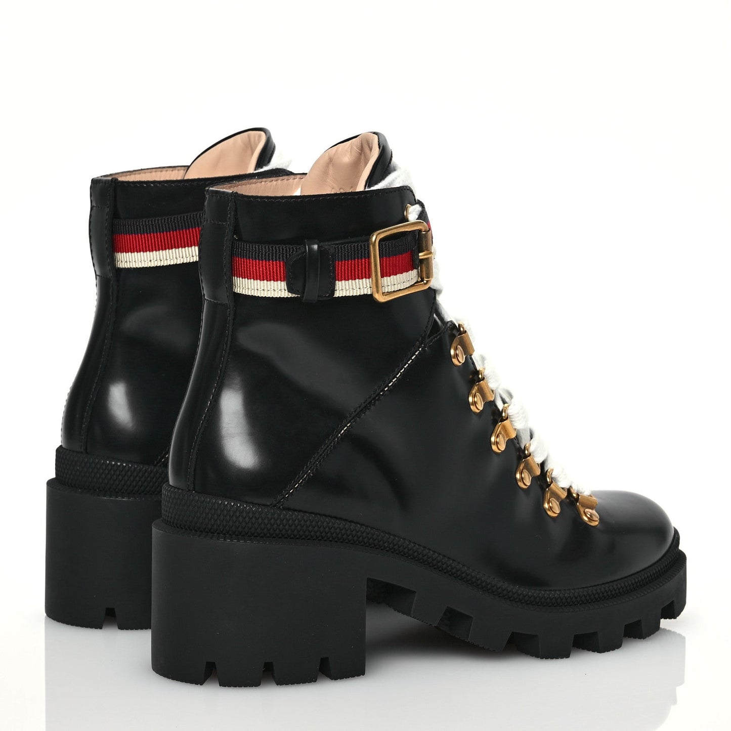 Calfskin Sylvie Web Womens Lace Up Combat Boots 35 Black