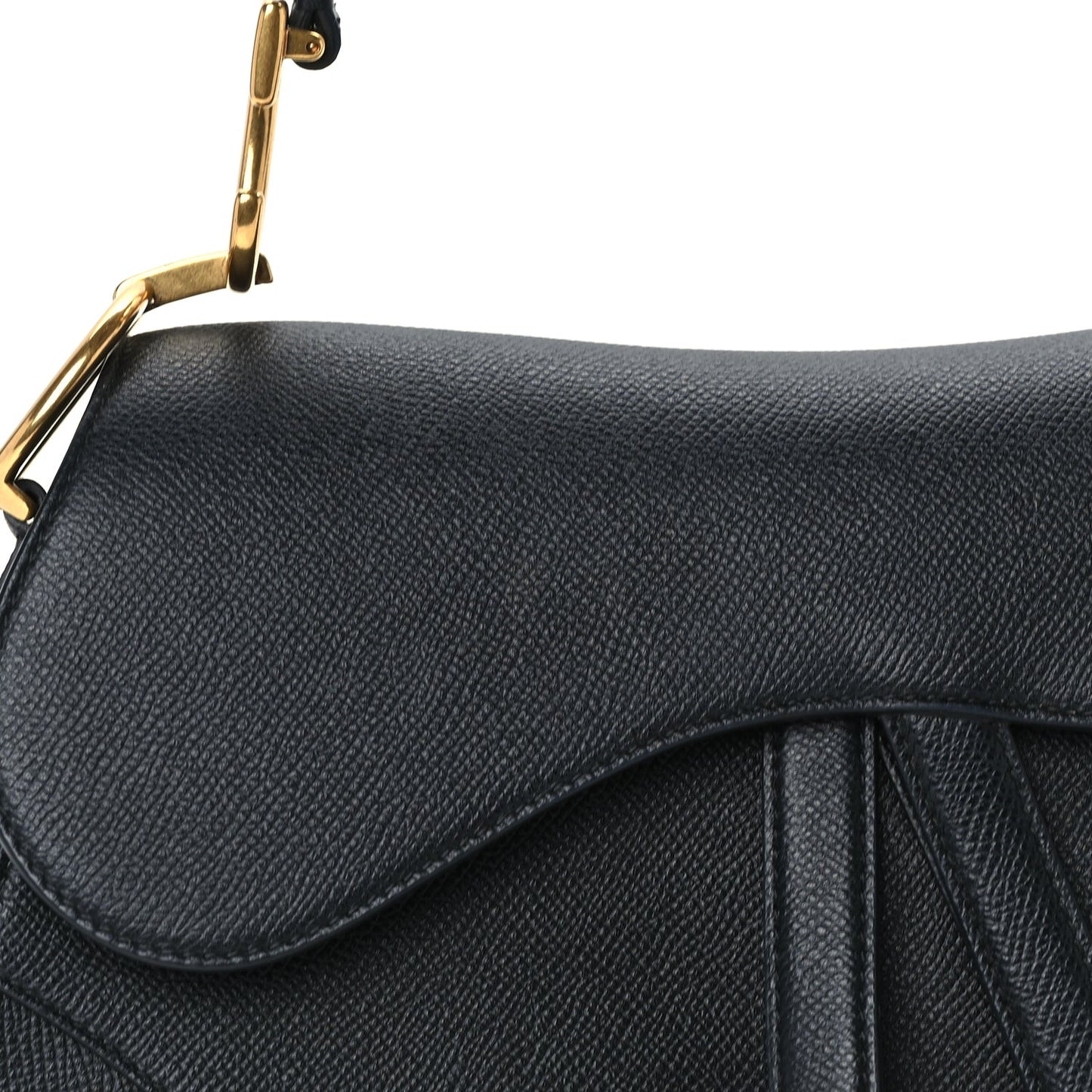 Grained Calfskin Saddle Bag  Black