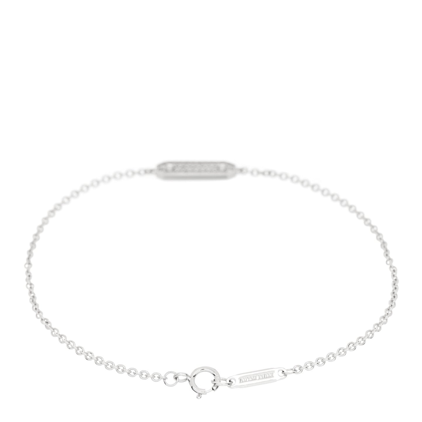 18K White Gold Diamond Tag Chain Bracelet