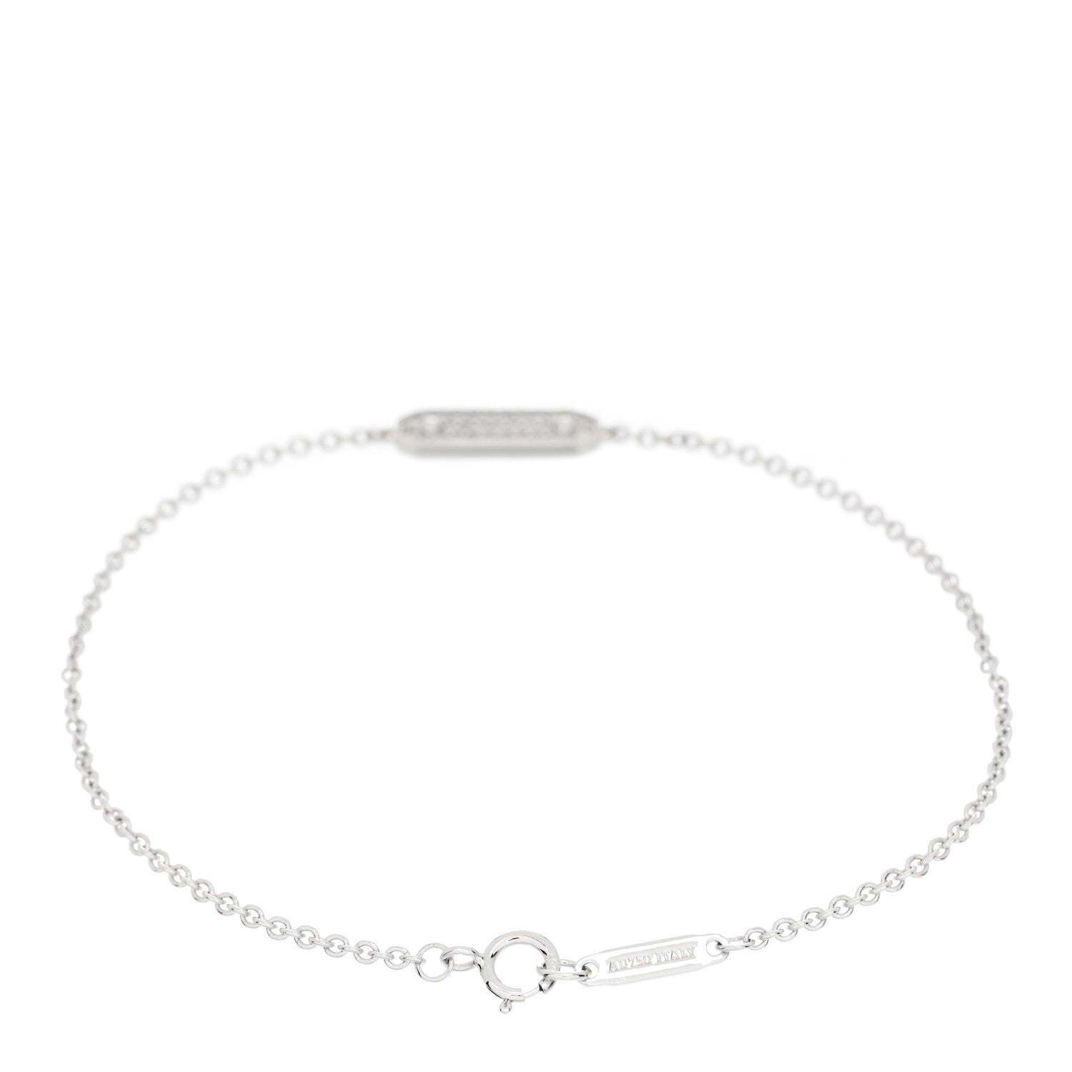 Tiffany 18K White Gold Diamond Tag Chain Bracelet 2 of 4