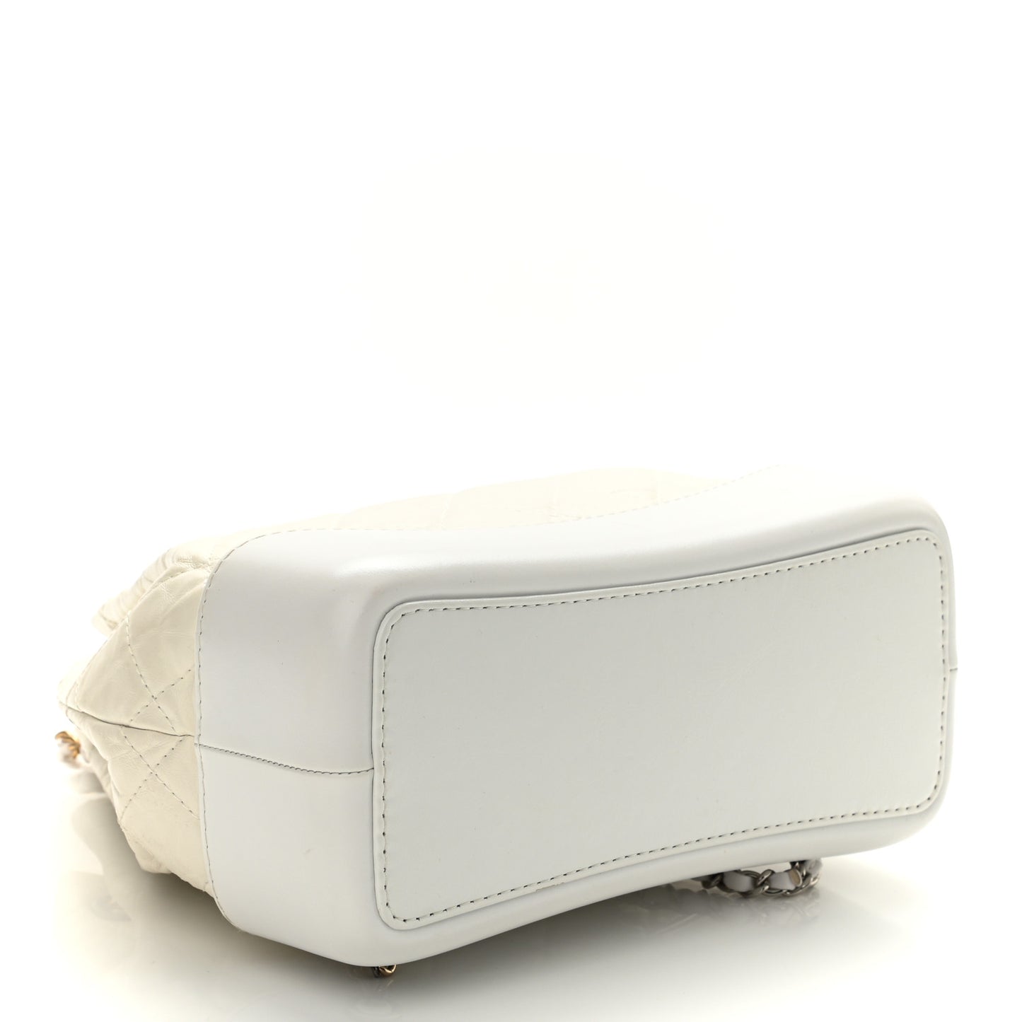 Aged Calfskin Quilted Small Gabrielle Backpack White