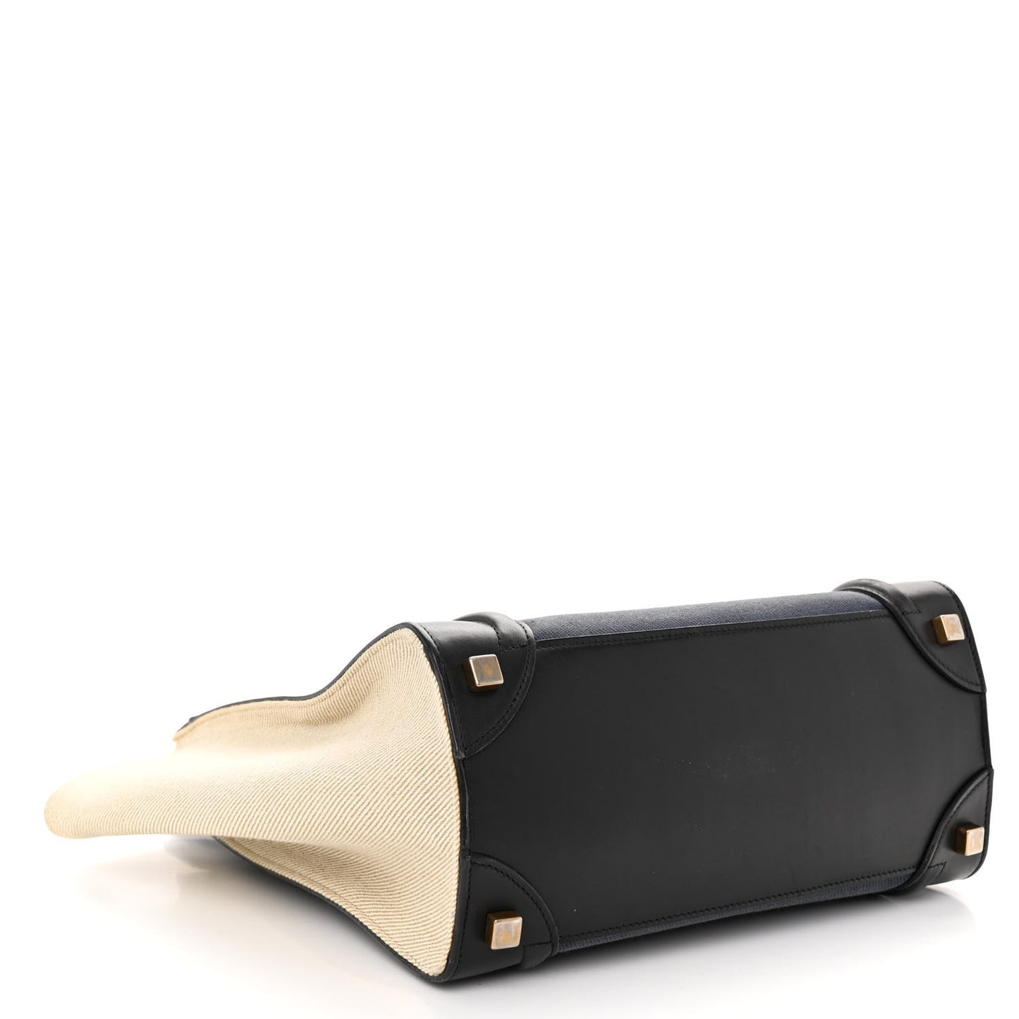 Canvas Smooth Calfskin Micro Tri-Color Luggage Navy Blue