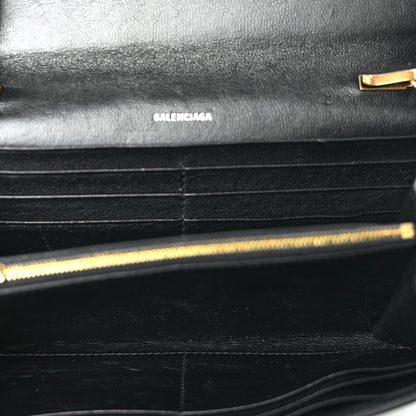 Balenciaga Grained Calfskin Logo Cash Phone Holder Wallet On Chain Black 4 of 8