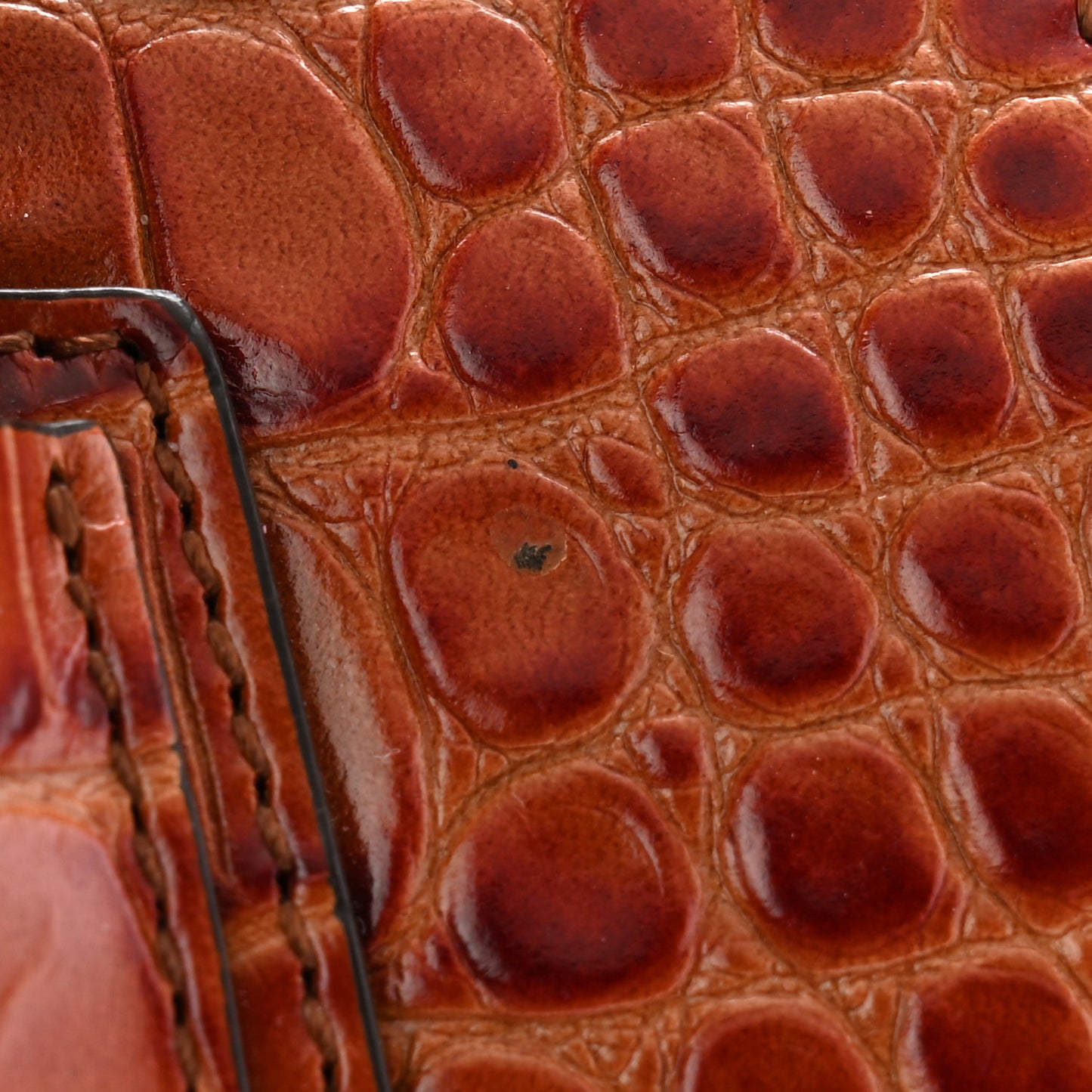 Calfskin Crocodile Embossed Small Antigona Cognac