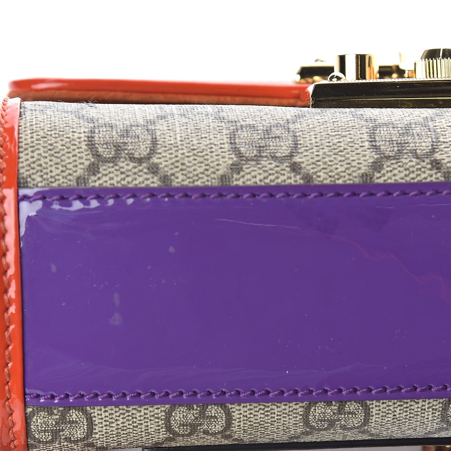 GG Supreme Monogram Patent Small Padlock Shoulder Bag Multicolor