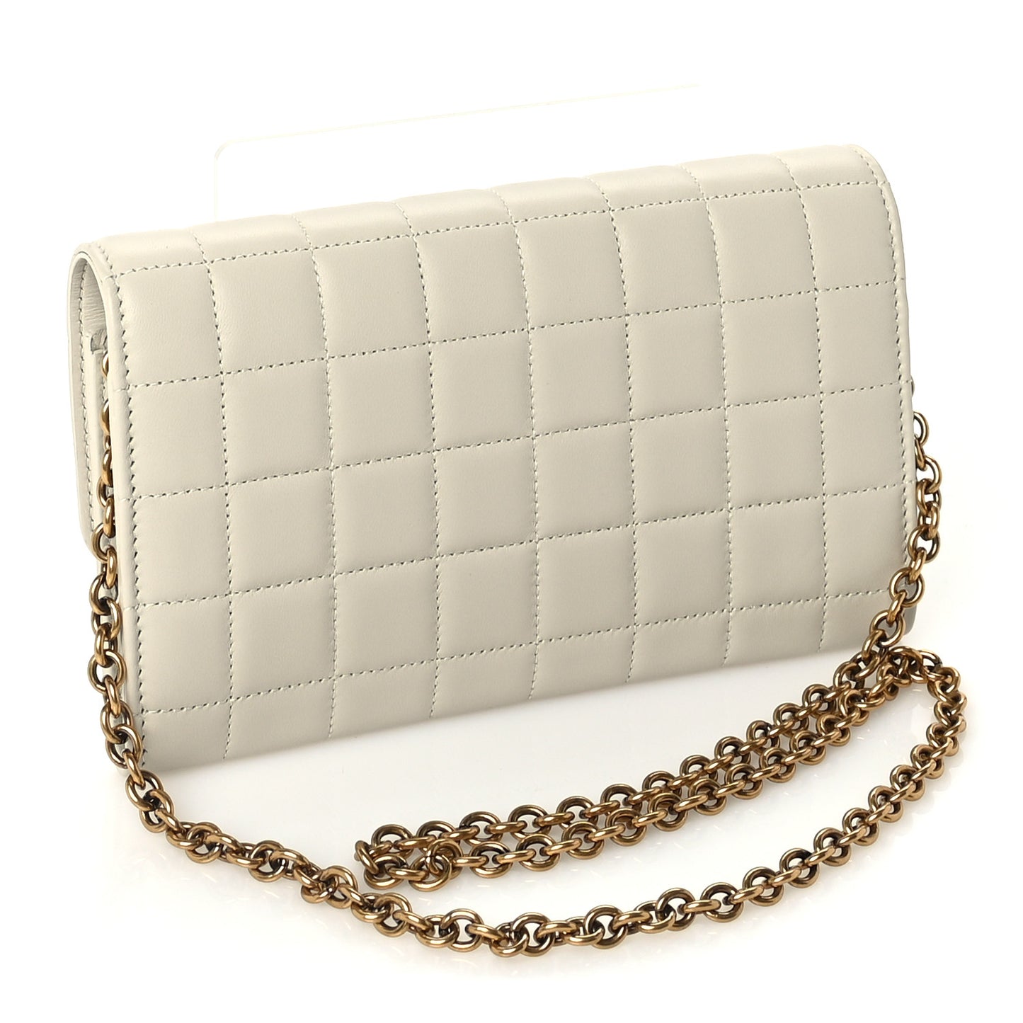 Lambskin Carre Quilted Le Maillon Wallet On Chain Crema Soft