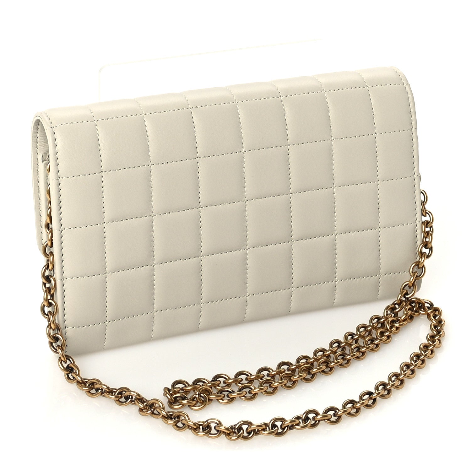 Saint Laurent Lambskin Carre Quilted Le Maillon Wallet On Chain Crema Soft 2 of 8