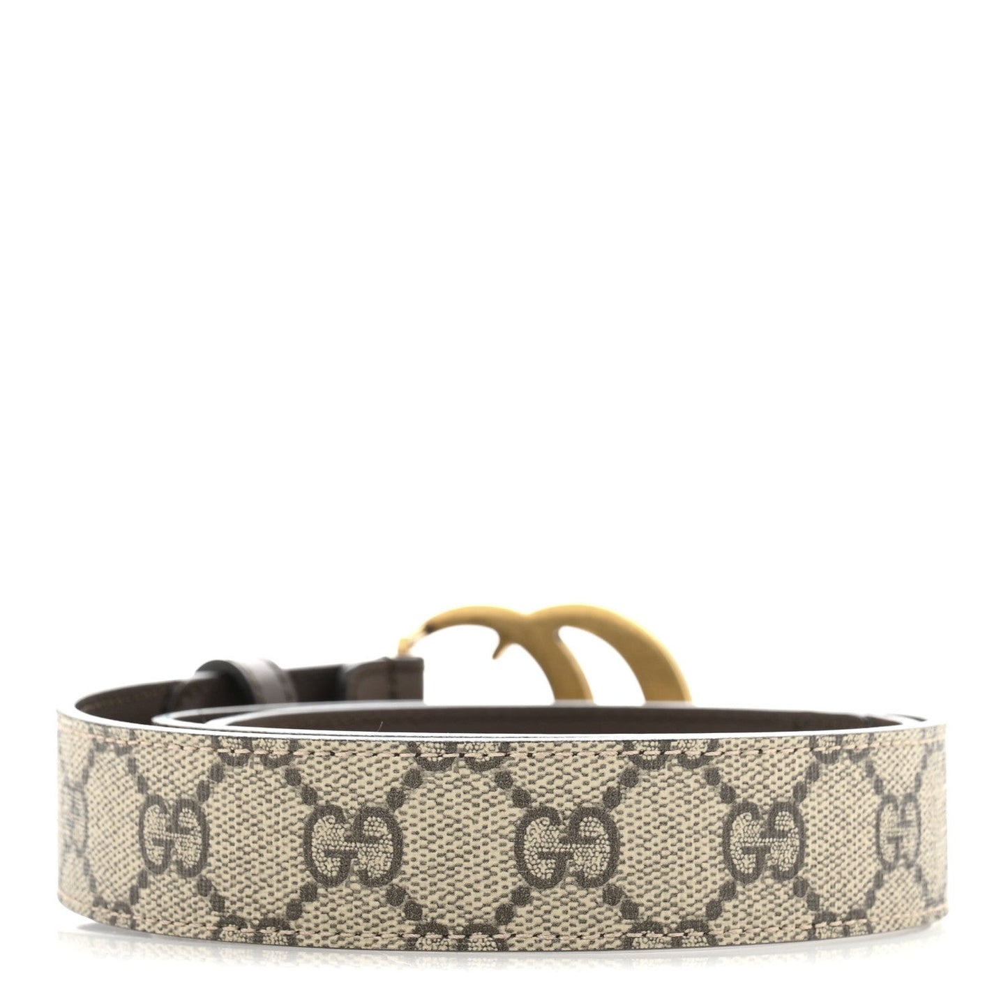 GG Supreme Monogram Matte Plutone Calfskin Double G 30mm Belt 80 32 Beige Ebony New Acero