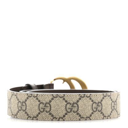 Gucci GG Supreme Monogram Matte Plutone Calfskin Double G 30mm Belt 80 32 Beige Ebony New Acero 2 of 7