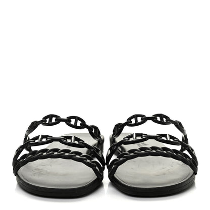 Hermes Rubber Chaine d'Ancre Rivage Sandals 38 Black 2 of 8