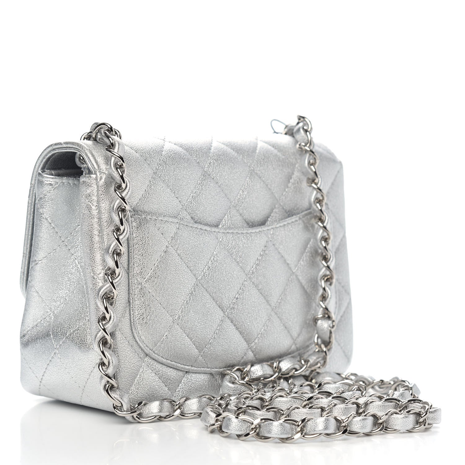 Chanel Metallic Lambskin Quilted Mini Square Flap Silver 3 of 9