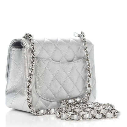 Chanel Metallic Lambskin Quilted Mini Square Flap Silver 3 of 9