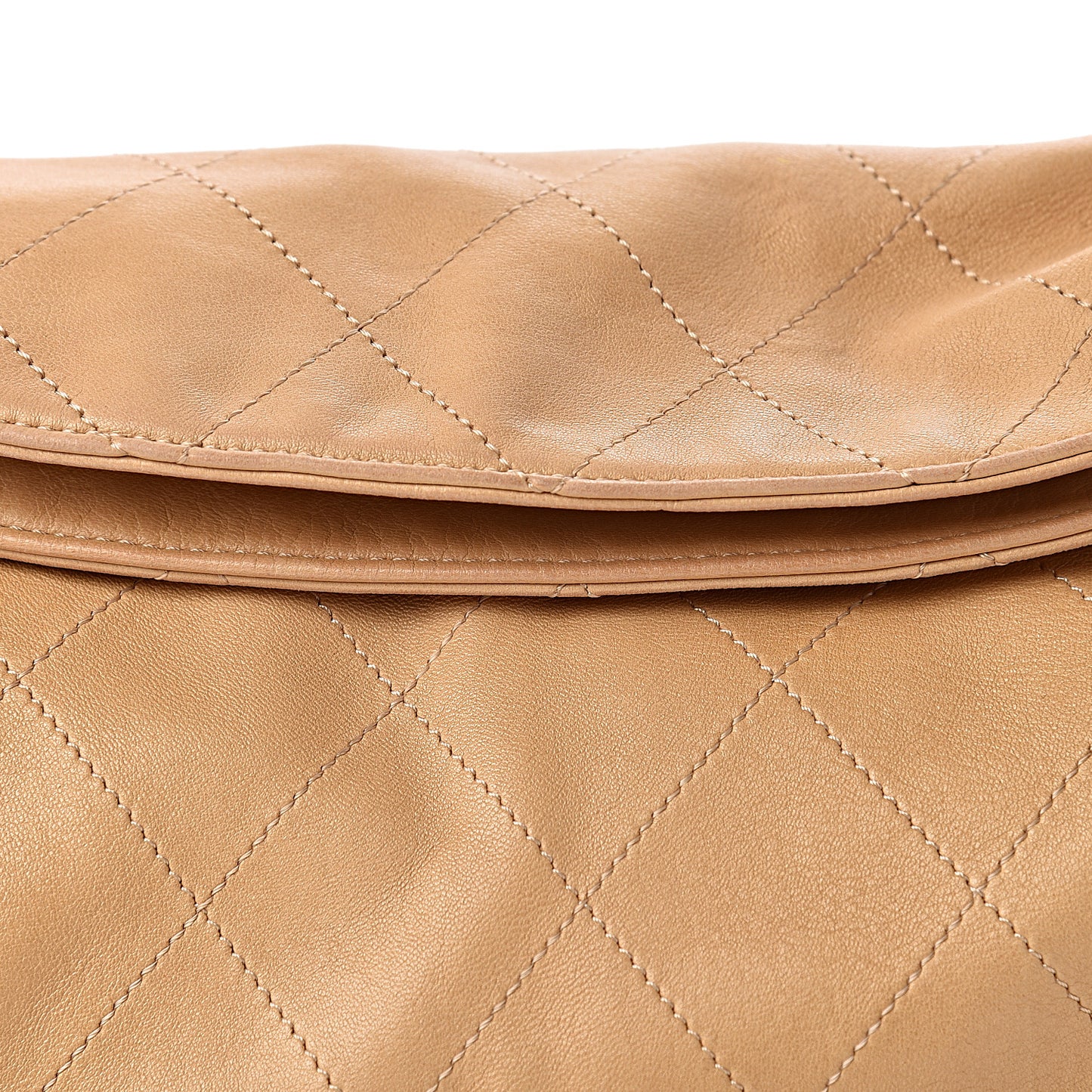 Lambskin Stitched Medium Ultimate Soft Tote Beige