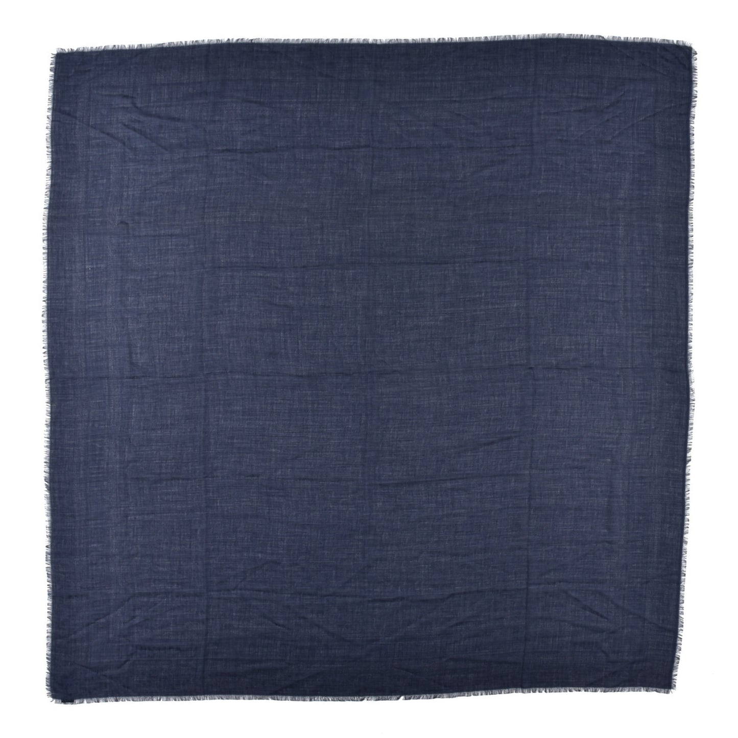 Wool Silk Cashmere Oblique Shawl Blue