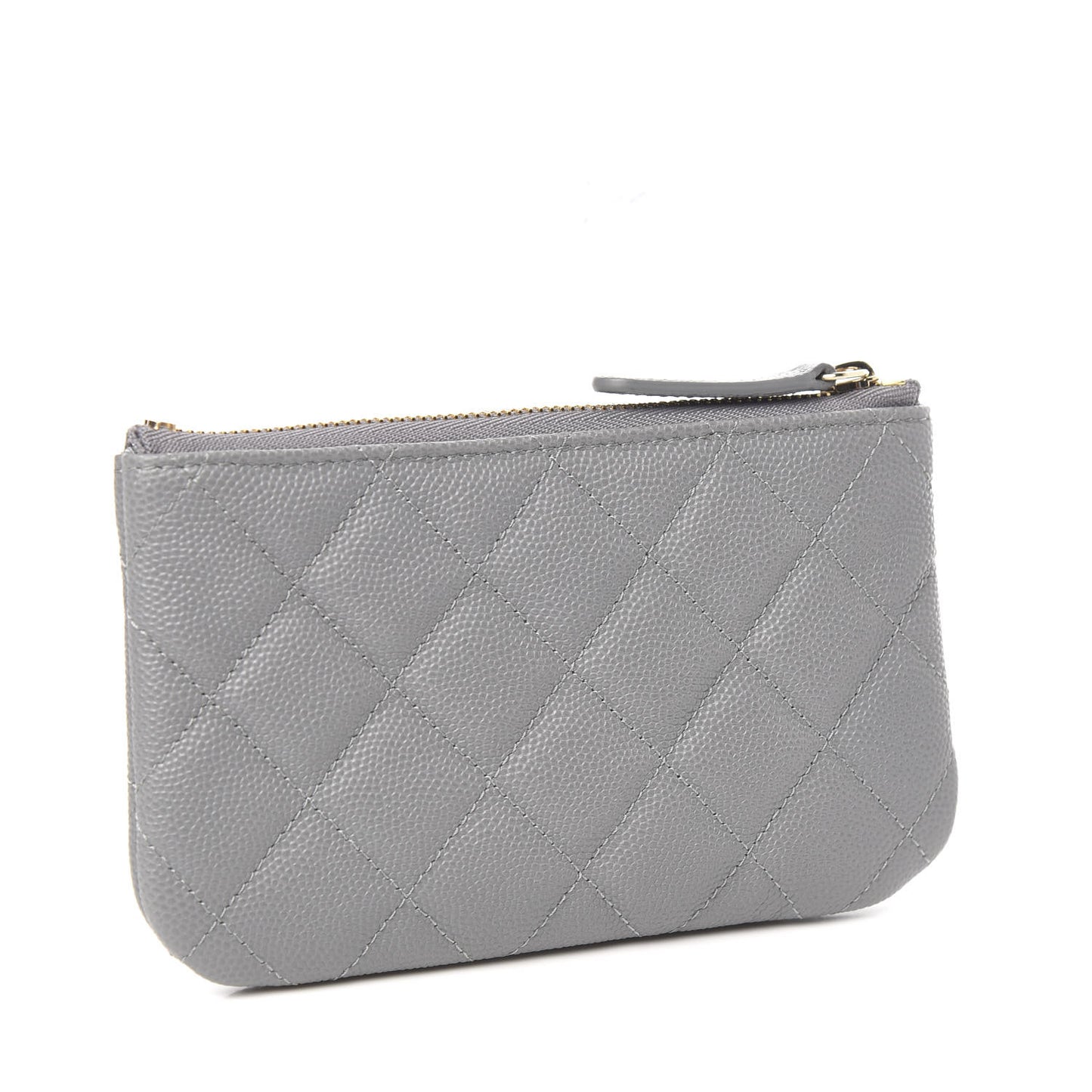 Caviar Quilted Small Cosmetic Case Grey
