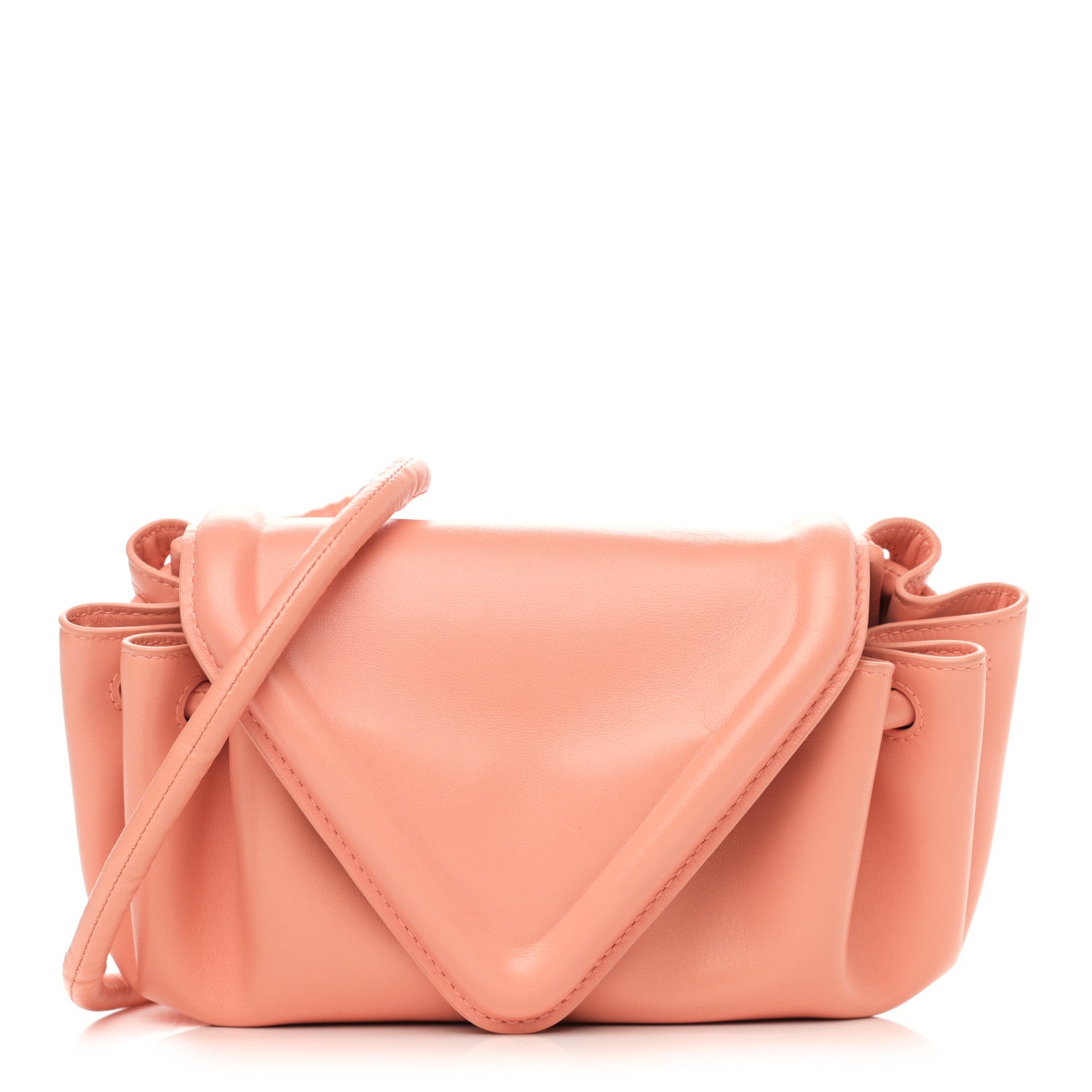 Bottega Veneta Lambskin Small Beak Triangle Flap Shoulder Bag Peachy Silver 1 of 9