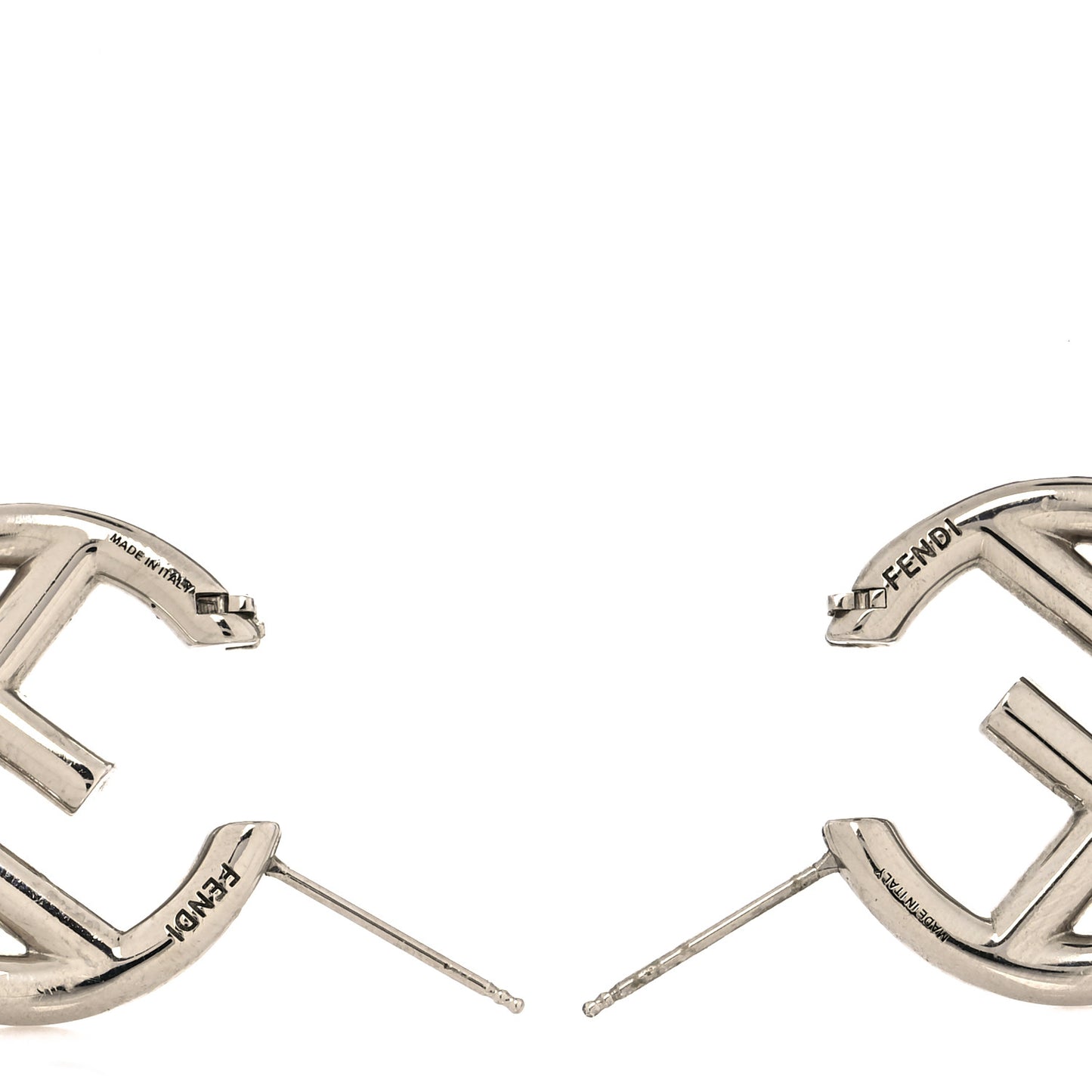 Metal FF Hoop Earrings Silver