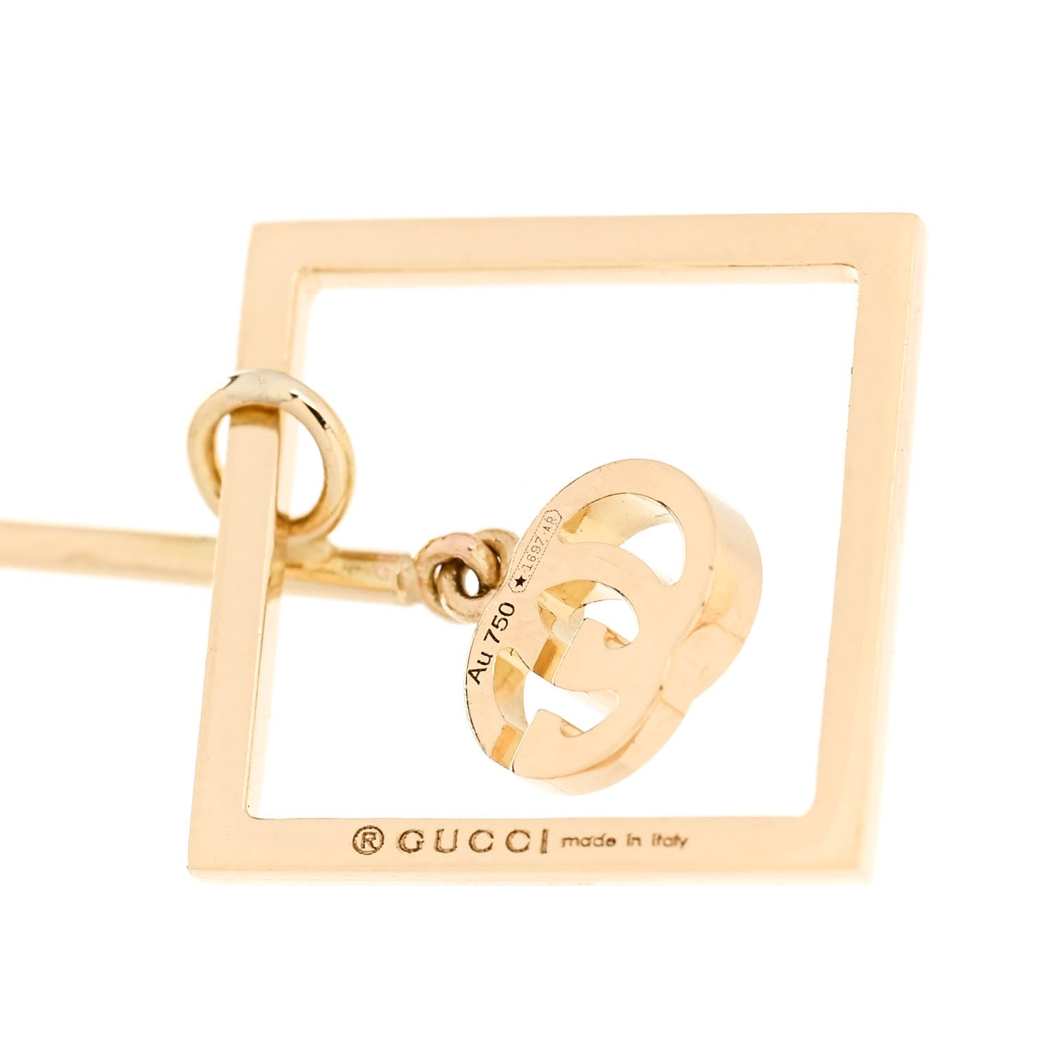 Gucci 18K Yellow Gold Running G Square Single Earring 4 of 4