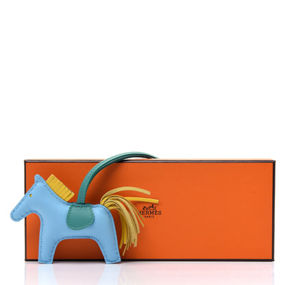 Hermes Milo Lambskin Grigri Rodeo Horse Bag Charm PM Bleu Celeste Lime Malachite 4 of 4