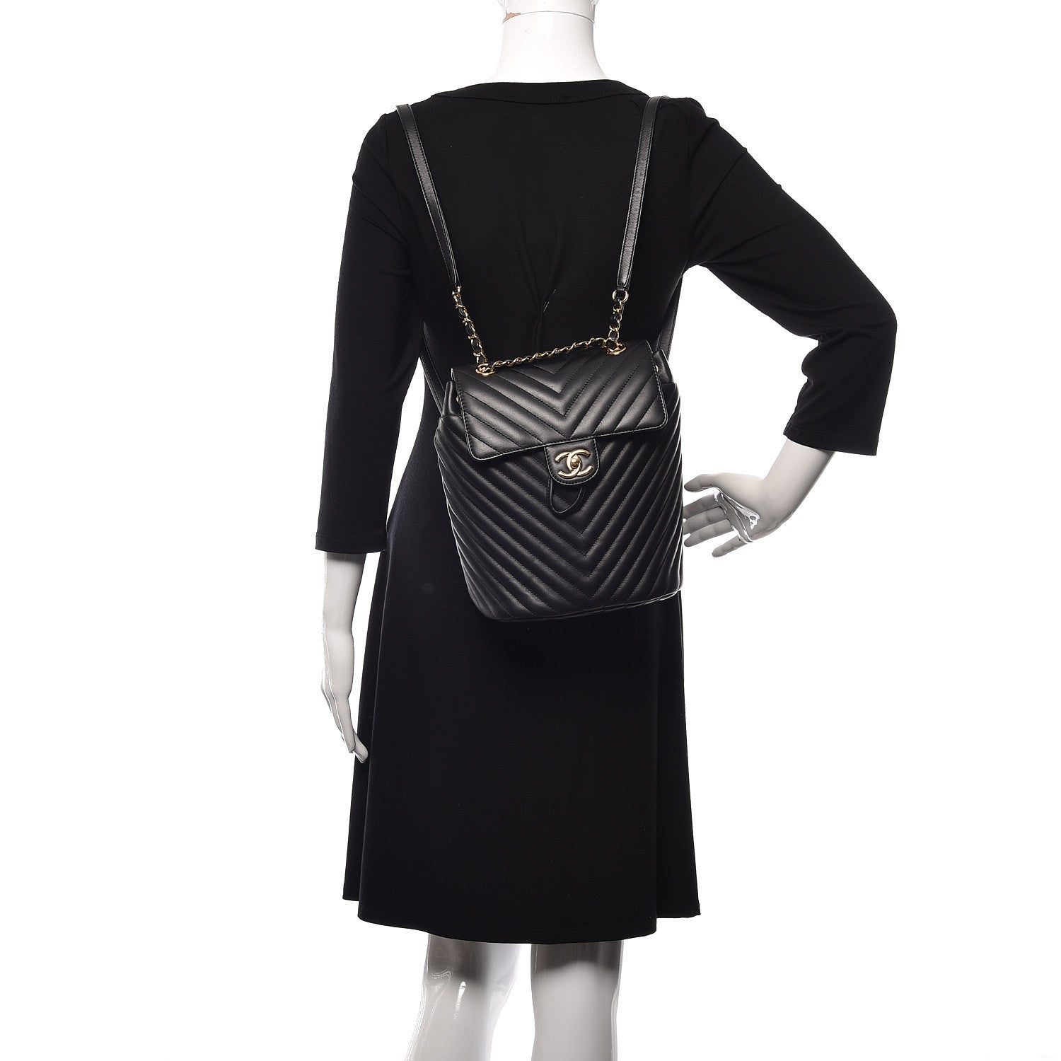 Chanel Calfskin Chevron Quilted Small Urban Spirit Backpack Black 2 of 14