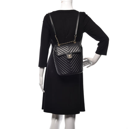 Chanel Calfskin Chevron Quilted Small Urban Spirit Backpack Black 2 of 14