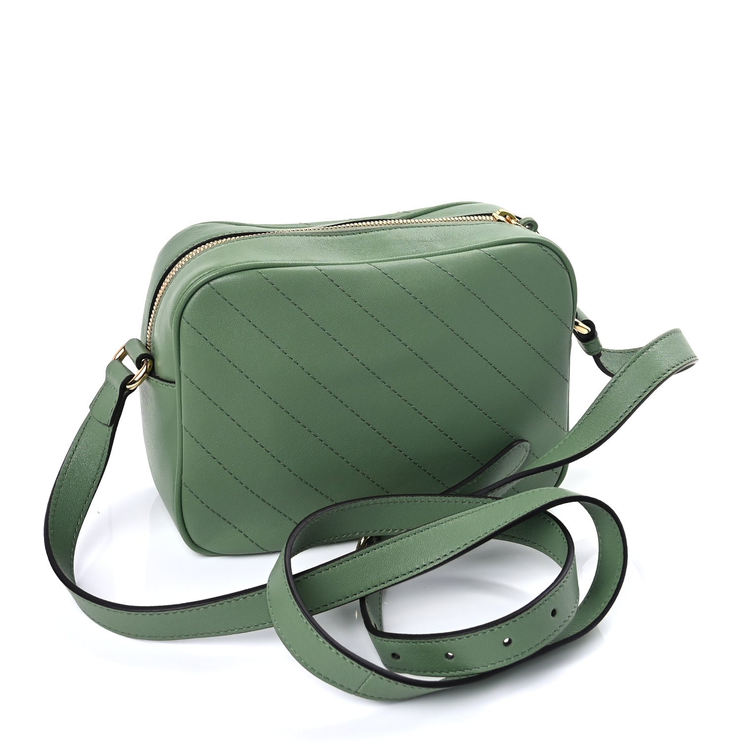 Gucci Sakai Be Green Calfskin Diagonal Stitched Small Blondie Shoulder Bag Green Soil Grass 2 of 8